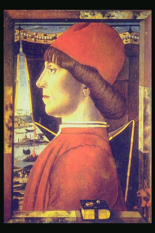 赤色の男性の肖像