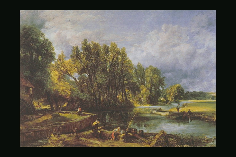 Fishermen on the bank of the river