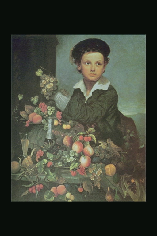 Rapaza cun ramo de uvas