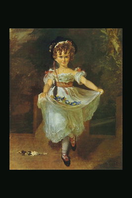 A tüdruk valge kleit koos lille kroonlehed
