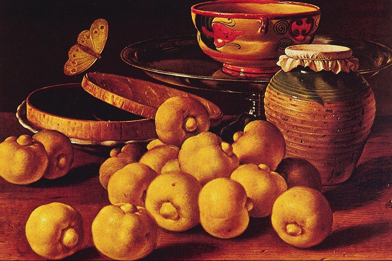 Lemons. The painting in brown