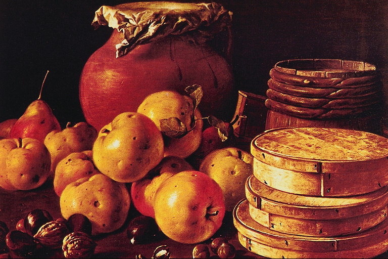 Jablká a hrušky, keramický džbán