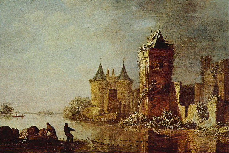 Die Ruinen der Stadt. Beschädigte Turm