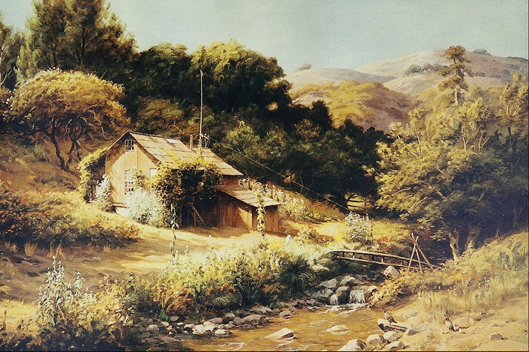 घर के पास की पहाड़ी नदी
