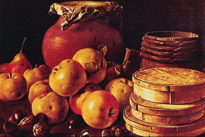 Pommes et poires, pot en céramique