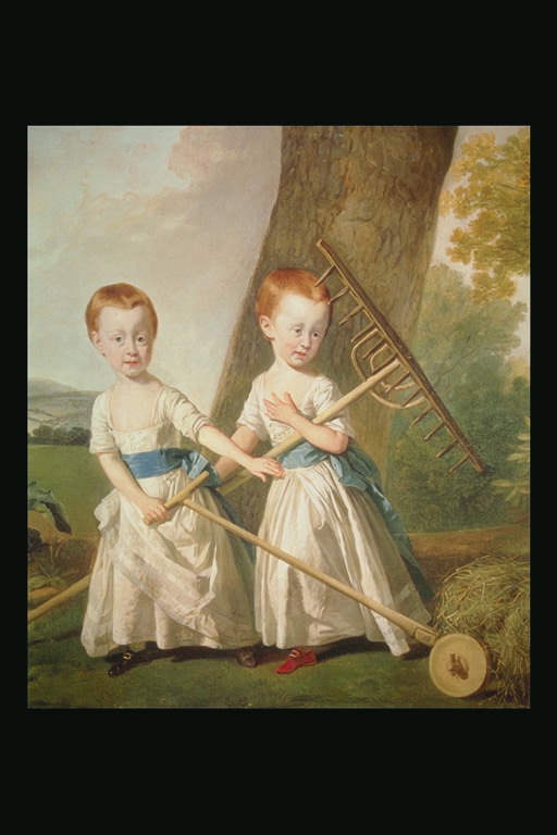 Two girls with a rake and Vehicle