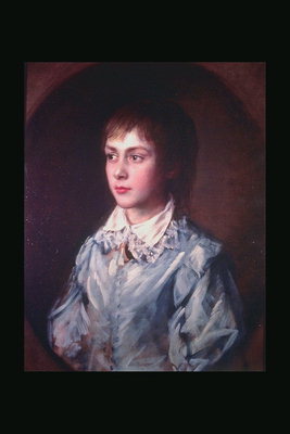 Portret van jonge man in een blauwe jurk