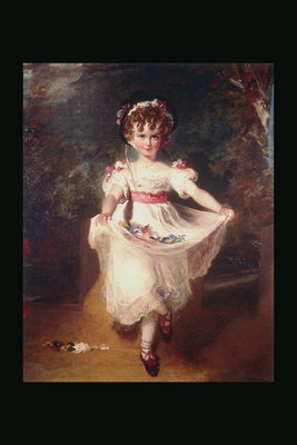 Une jeune fille dans une robe blanche avec des fleurs