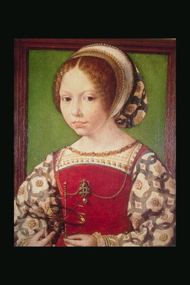 Porträt eines Mädchens in einem roten Korsett