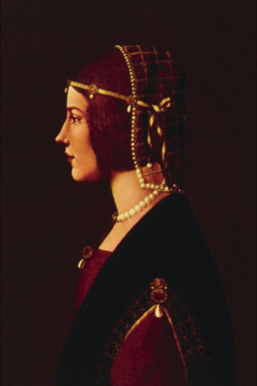 En ung flicka med en pärla på halsen