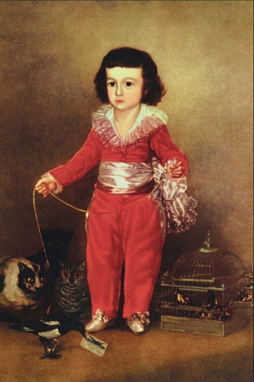 Un bambino in una tuta rossa. Trasparente colletto e polsini
