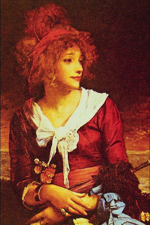 O femeie cu părul roşu flacără