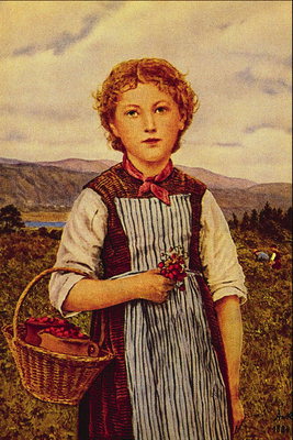 ילדה עם סל strawberries ו