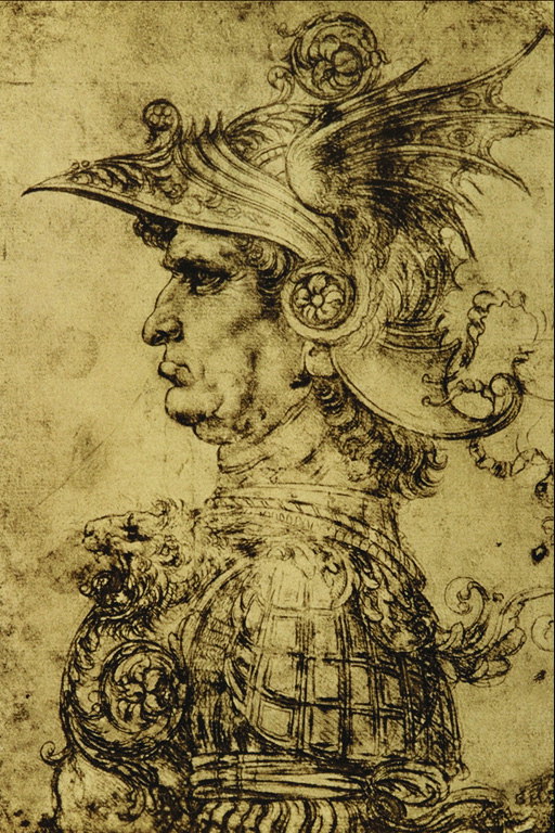 En mann i en hjelm med fjær