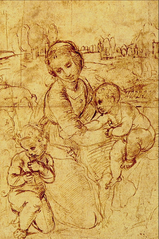 Uma mulher com um bebê de joelhos