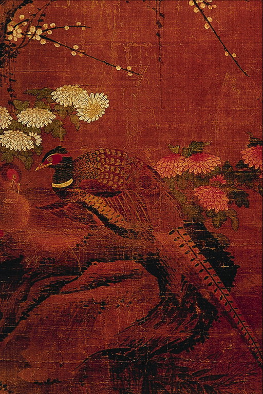 Pheasant among flowers