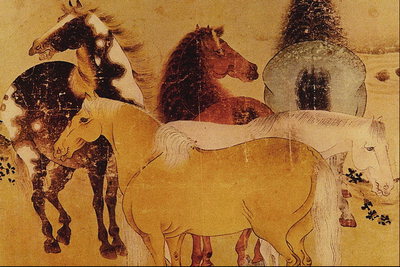 Besättning av hästar i olika färger