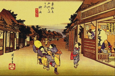 Meisjes in blauwe kimono