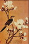 Un paxaro sobre un ramo de flores