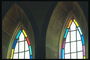 The windows with colored glass elements