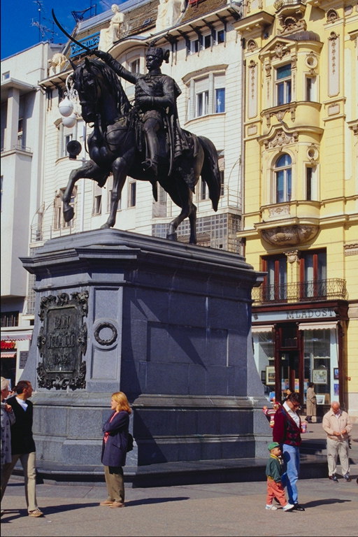 Monument to the rider on the square