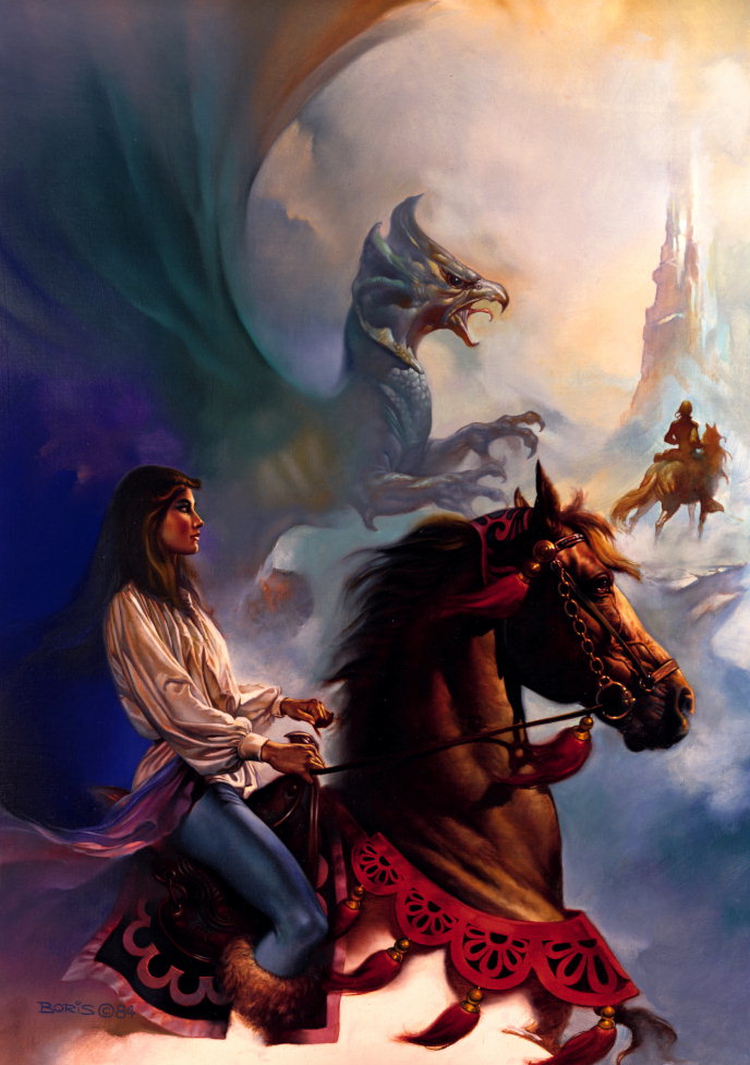 Horsemen, dragons, isang lungsod sa isang malaking bato
