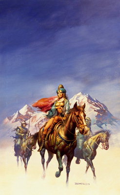 Kuningatar ja hänen alaisensa olivat ratsastaa hevosen selässä