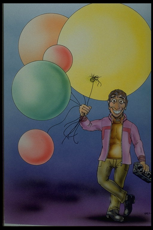 Omul cu baloane colorate