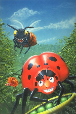 Ladybird dengan matang peas