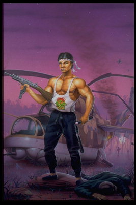 Rambo ħdejn il-miksur elikotteru