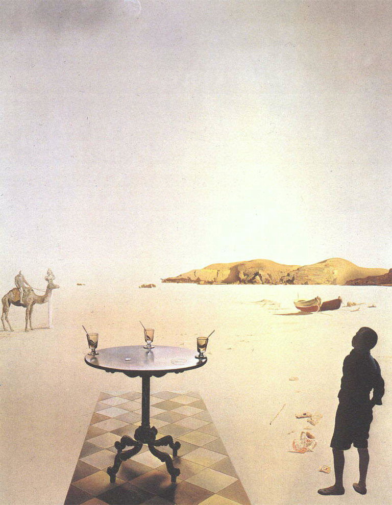 Tabela ze szklanką pustyni. Camel i Man