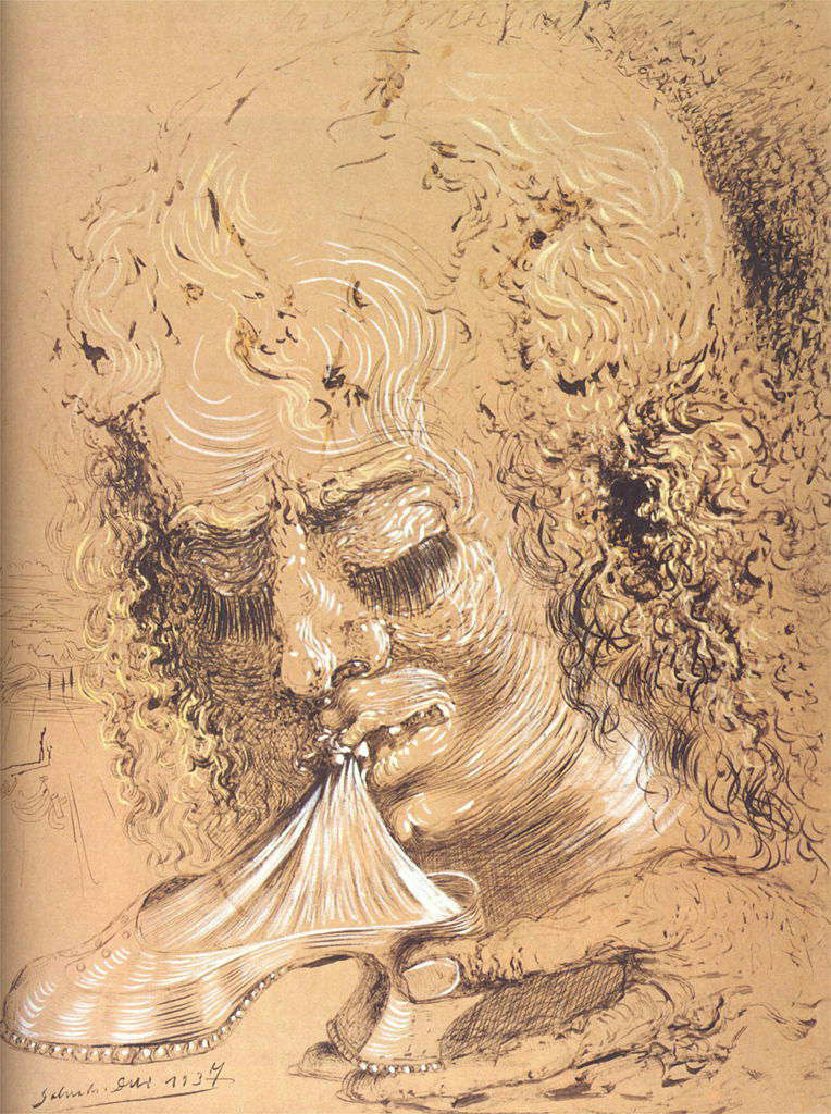 Porträtt av mannen innehar en damskor i tänderna