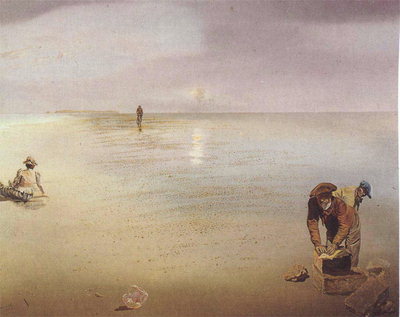 Uomo in riva al mare durante il lavoro