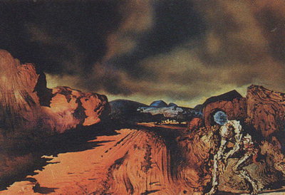 A estrada entre as rochas. O céu antes da tempestade