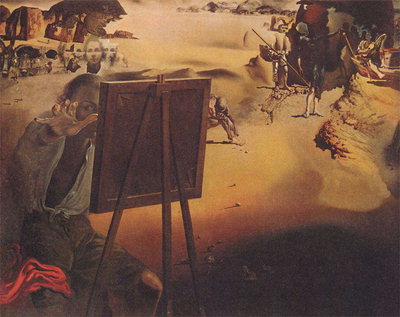 Un home pinta un panorama dels objectes en front del seu entorn