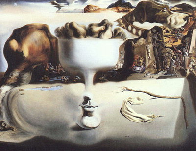 Bowl, white with a human face