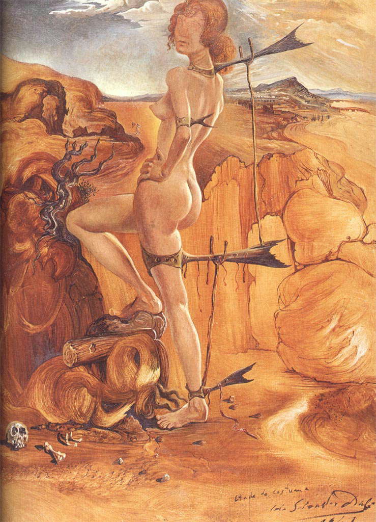 Slika gole djevojke u pustinji