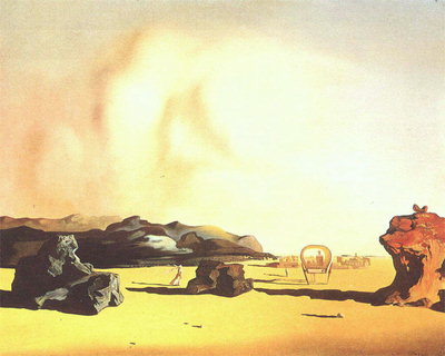 De stenen figuren en voorwerpen in de woestijn