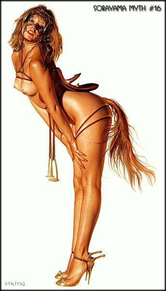 Meisje met de staart van een paard en zadel