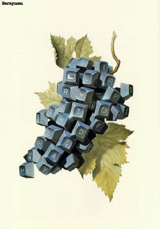 Гроздь винограда состоящая из квадратов с буквами