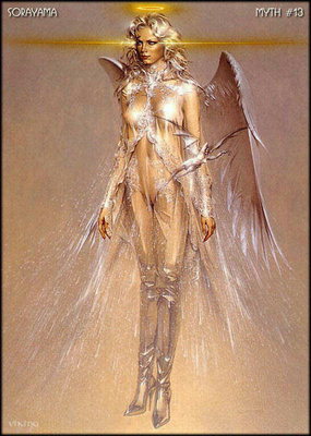 La jeune fille en robe transparente avec des ailes