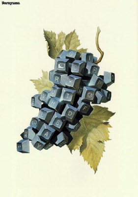 Racimo de uvas que consiste en cuadrados con las letras