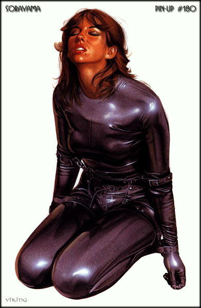 Момичето в черно кожено-строга костюм