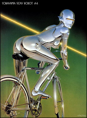 Vrouw van staal op een fiets