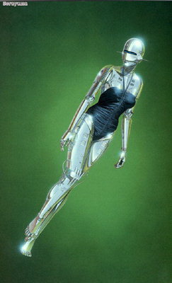 एक corset में धातु महिला