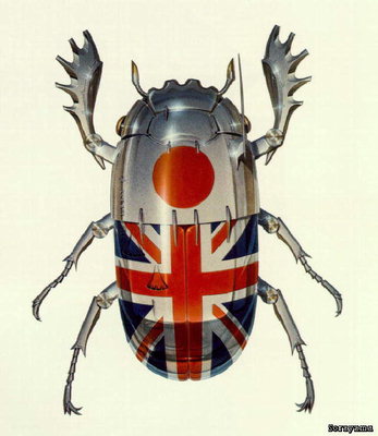 Beetle med stål amerikanske flagget mønster på baksiden