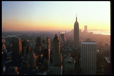 Фото линии горизонта утреннего Нью-Йорка 
