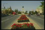 Широкий проспект в канадской столице, обсаженный в центре красными цветами