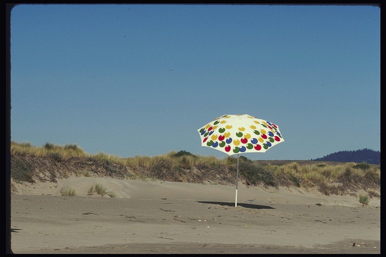 شاطئ. مظلة وحيدا