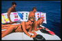Summer. Florida. Group of people resting on the boat